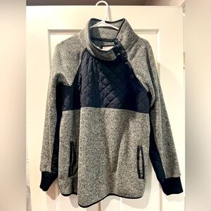 Abercrombie & Fitch, size large, snap up, asymmetrical fleece pullover, grey